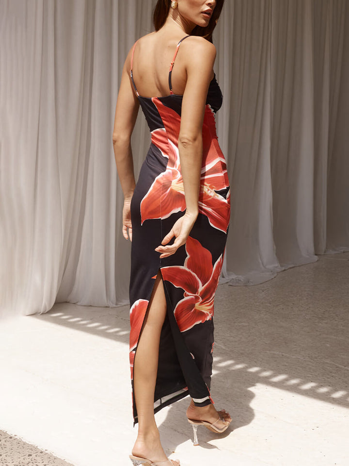Abstract Unforgettable Floral Print Maxi Dress-HighTouch