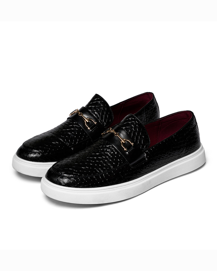 Men’s Leather Loafers – Embossed Slip-On Style