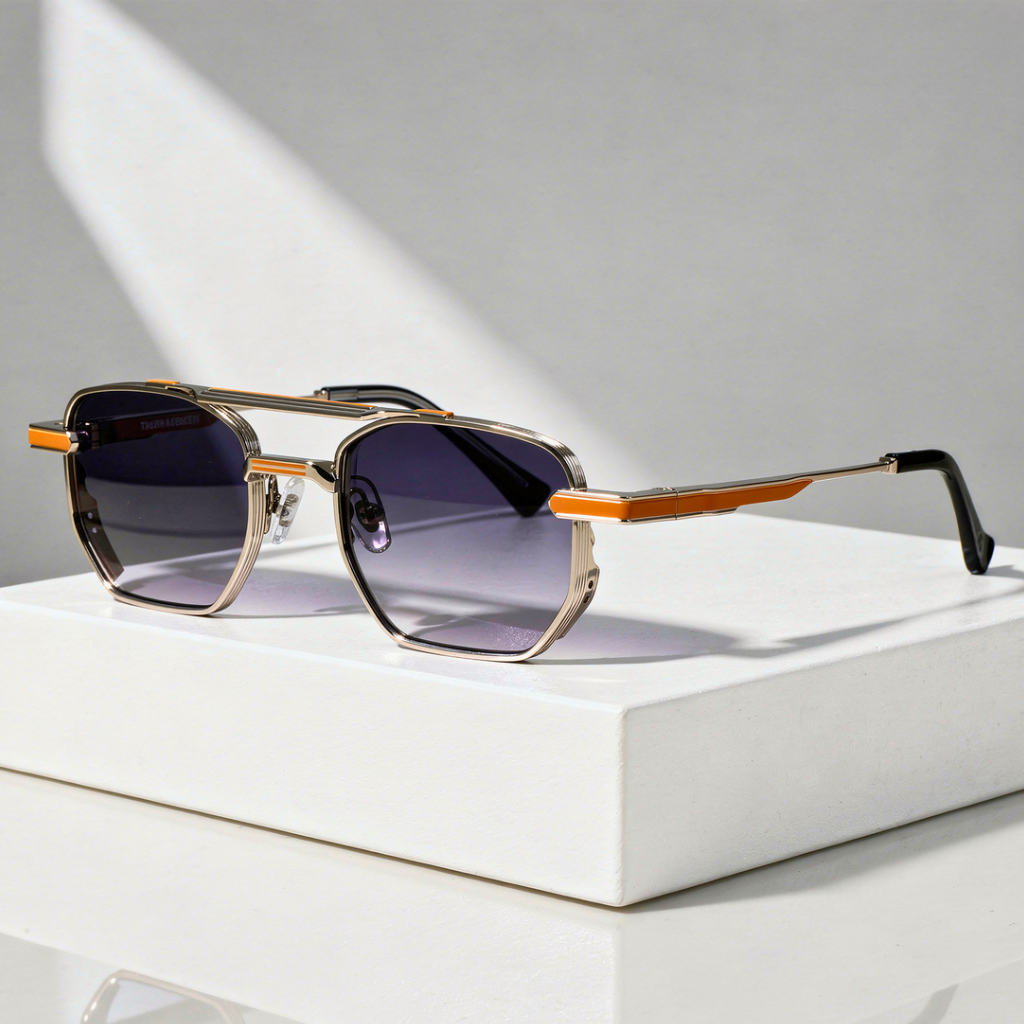 Men's Hexagonal Sunglasses with UV400 Protection