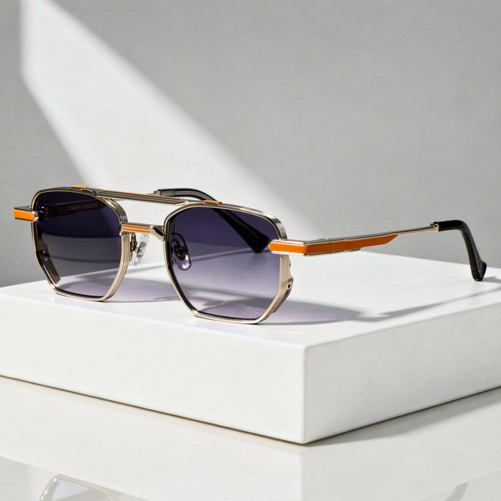 Men's Hexagonal Sunglasses with UV400 Protection