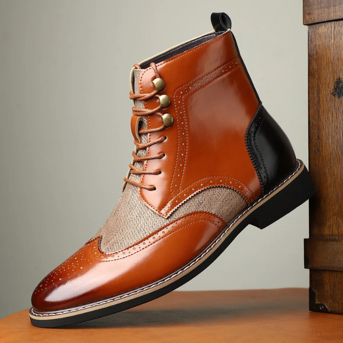Men’s Leather Brogue Boots – Smart Casual Style