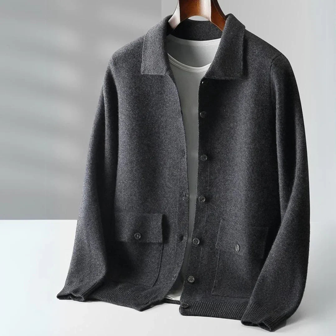 Men's Merino Wool Polo Sweater – Relaxed Fit
