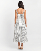 Women's Polka Dot Dress Short Sleeve A-Line Midi