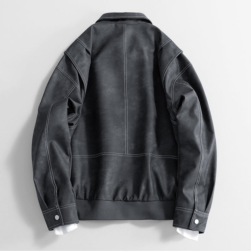 Men's Vegan Leather Bomber Jacket
