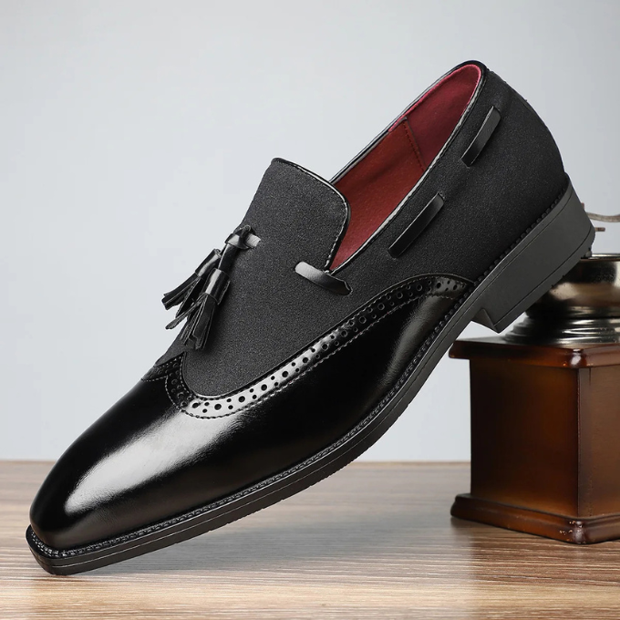 Men's Leather Tassel Loafers Slip-On Shoes