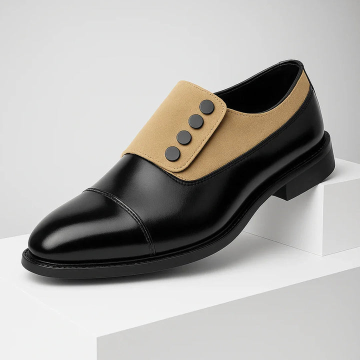 Men’s Full-Grain Leather Cap-Toe Strap Loafers