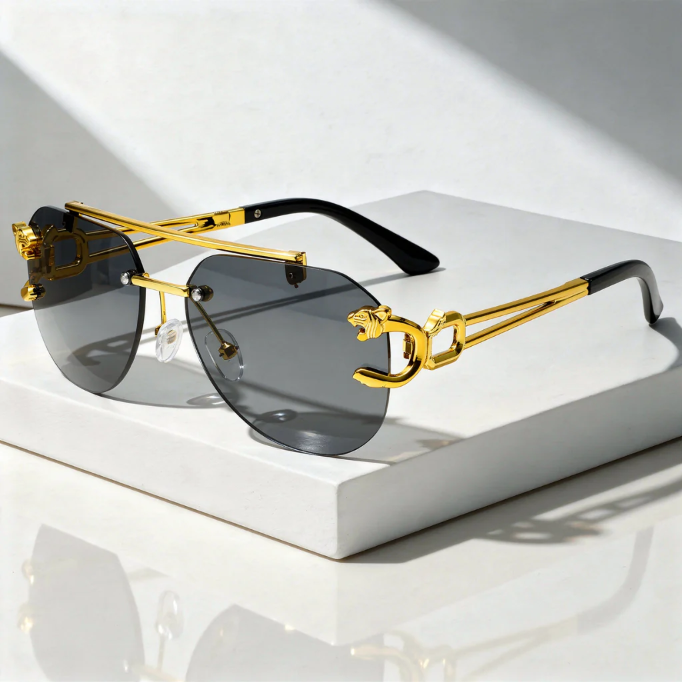 Men's Aviator Sunglasses – Gold Rimless UV400