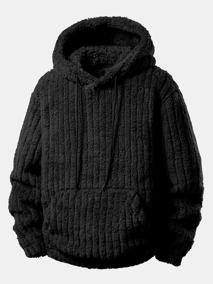 Men's Ribbed Teddy Pullover Hoodie and Jogger Set