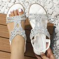 Bohemian Rhinestone Flat Sandals – Comfortable Summer T-Strap for Women