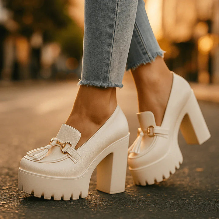 Women's Orthopedic Block Heels – Cushioned Tassel Loafer