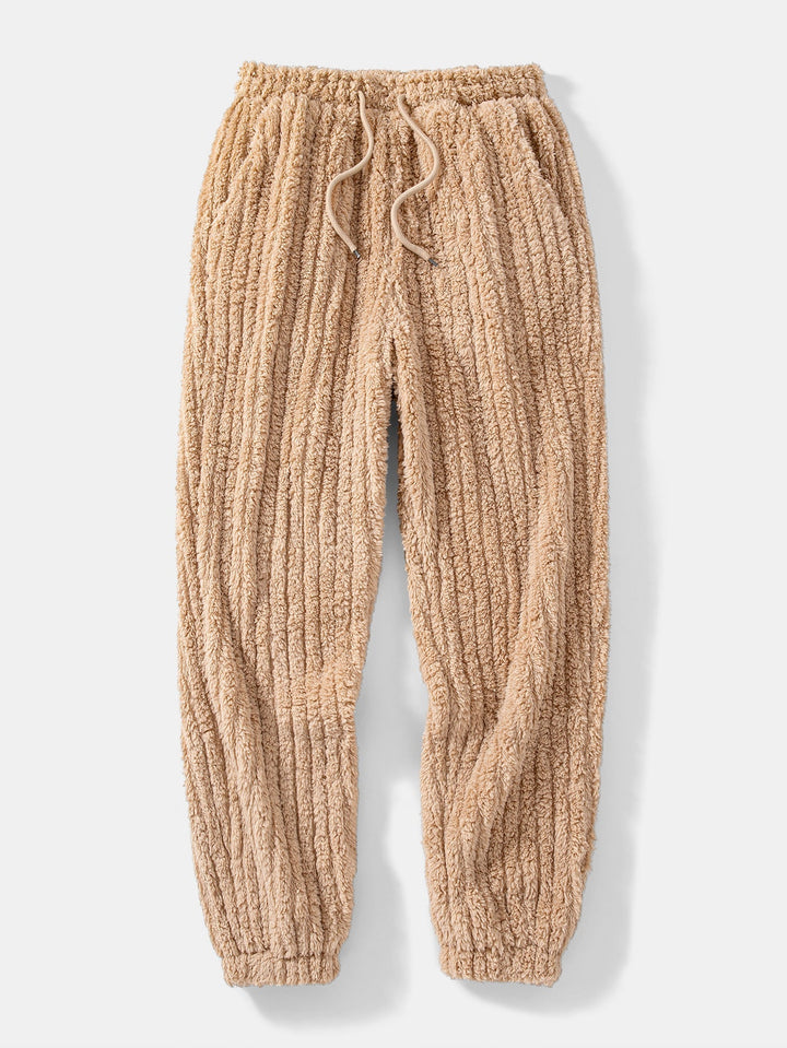 Men's Ribbed Teddy Pullover Hoodie and Jogger Set