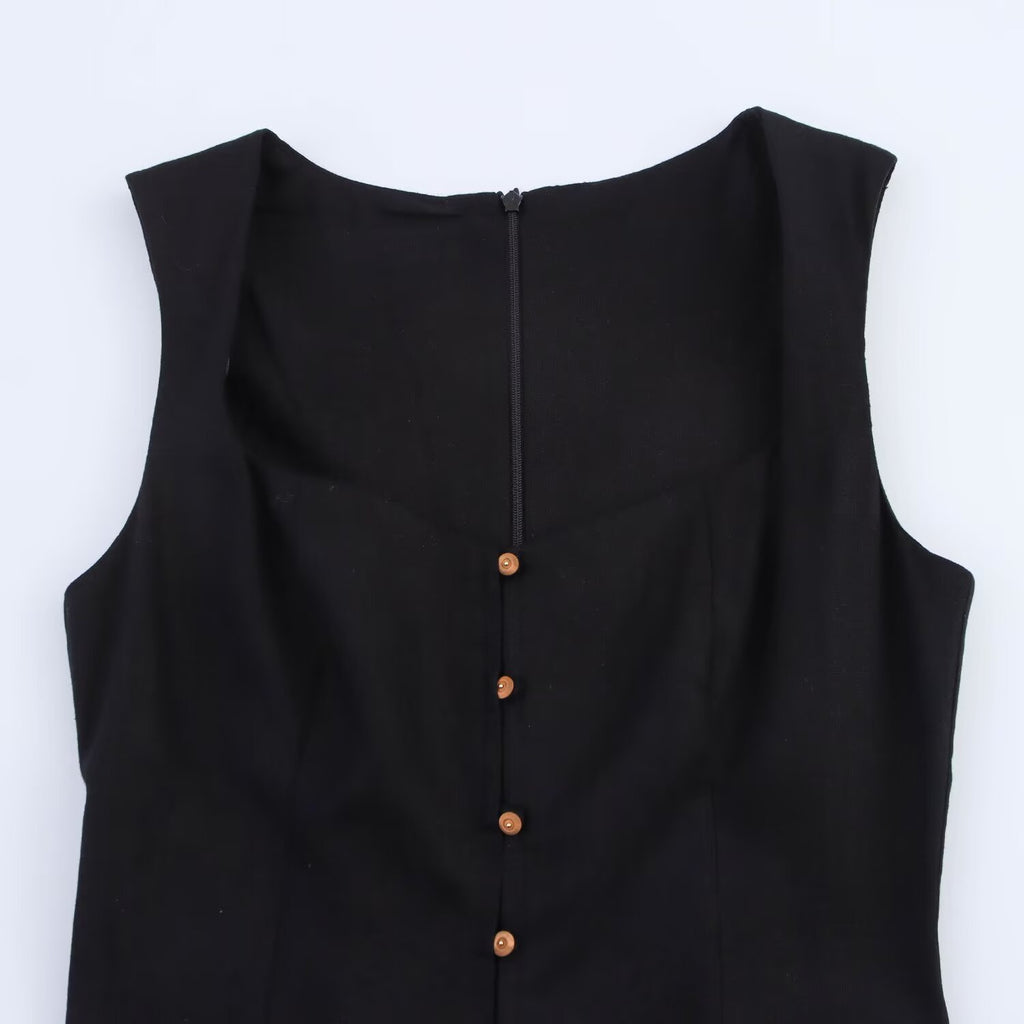 Women's Fresh Sweet Strappy Dress – Collage Stitching Zipper Detail-HighTouch