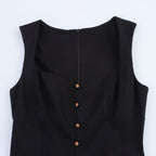 Women's Fresh Sweet Strappy Dress – Collage Stitching Zipper Detail-HighTouch