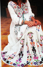 Women's Embroidered Cotton Linen Large Swing Maxi Skirt-HighTouch