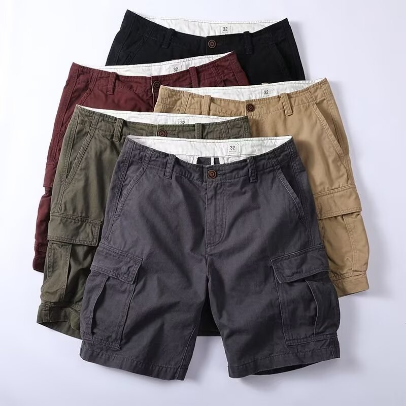 Retro Mens Outdoor Relaxed-fit Mid-length Cargo Pants With Multiple Pockets-HighTouch