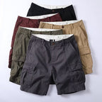 Retro Mens Outdoor Relaxed-fit Mid-length Cargo Pants With Multiple Pockets-HighTouch