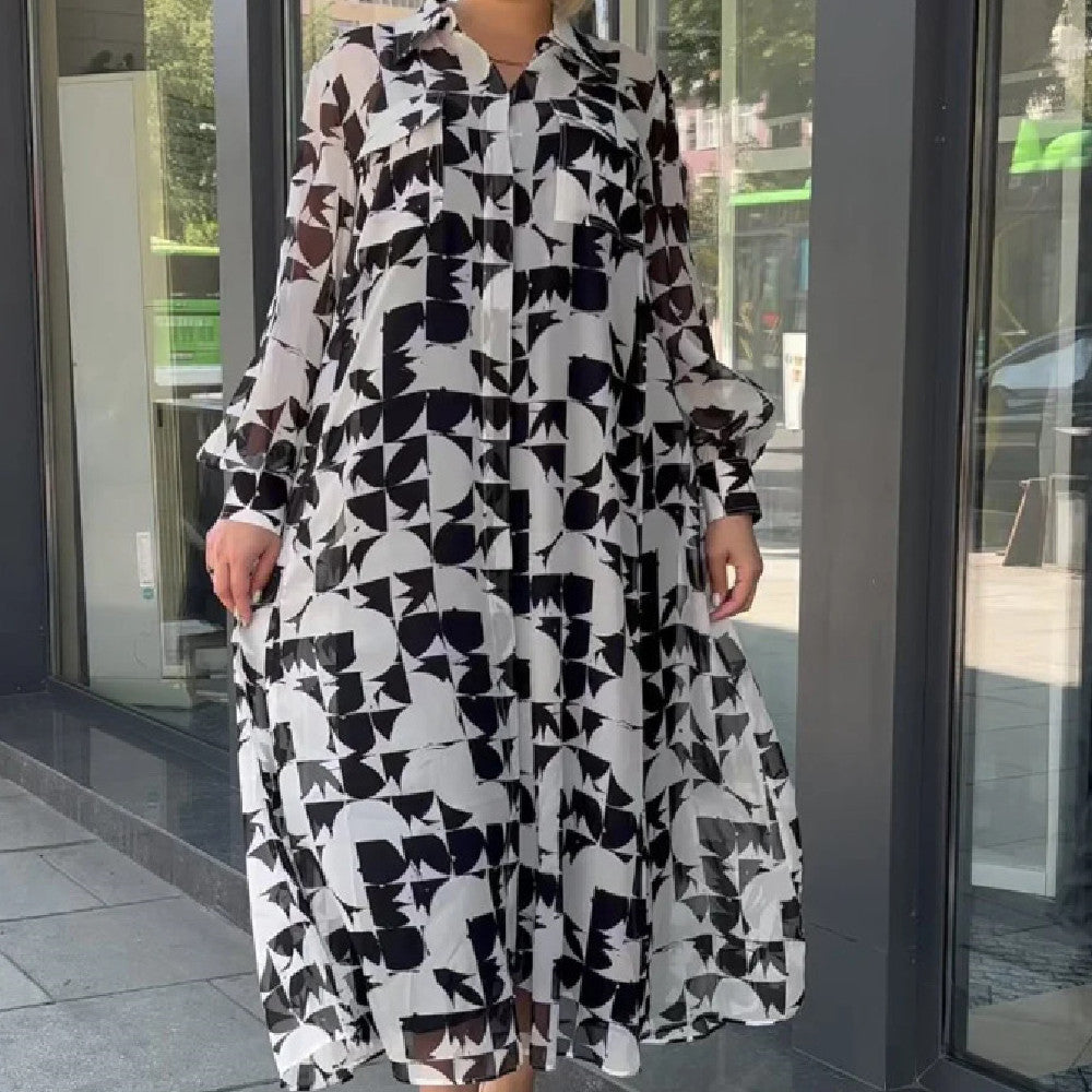 Fashion Lantern Sleeve Plaid Dress-HighTouch