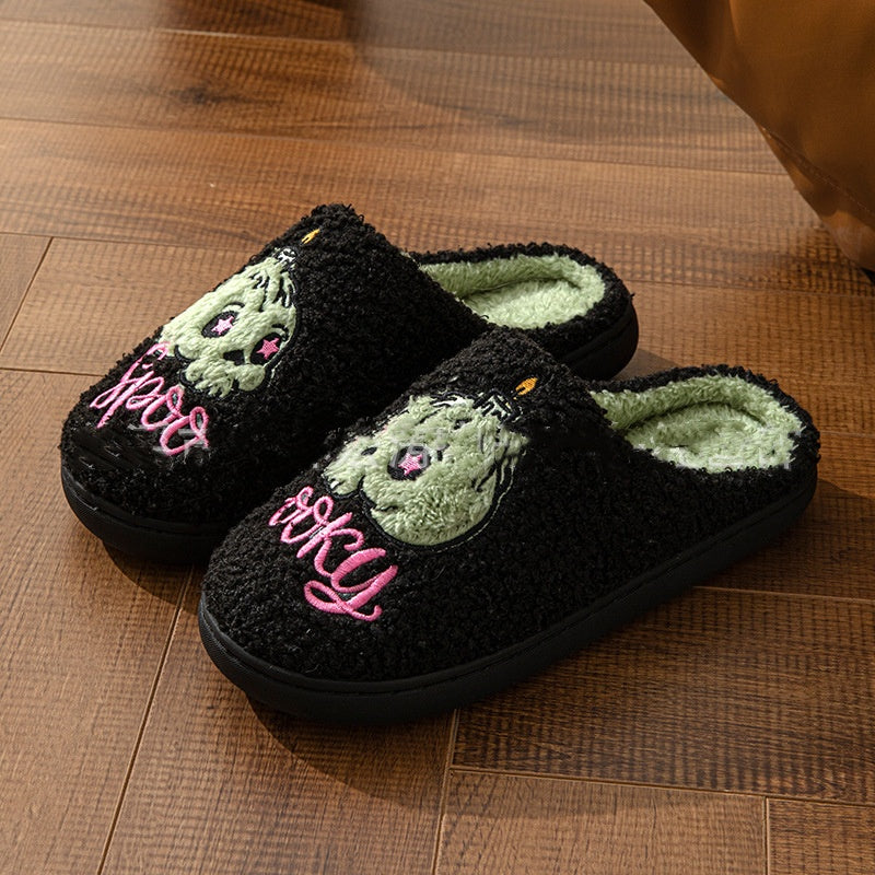 Green Skull Halloween Slippers