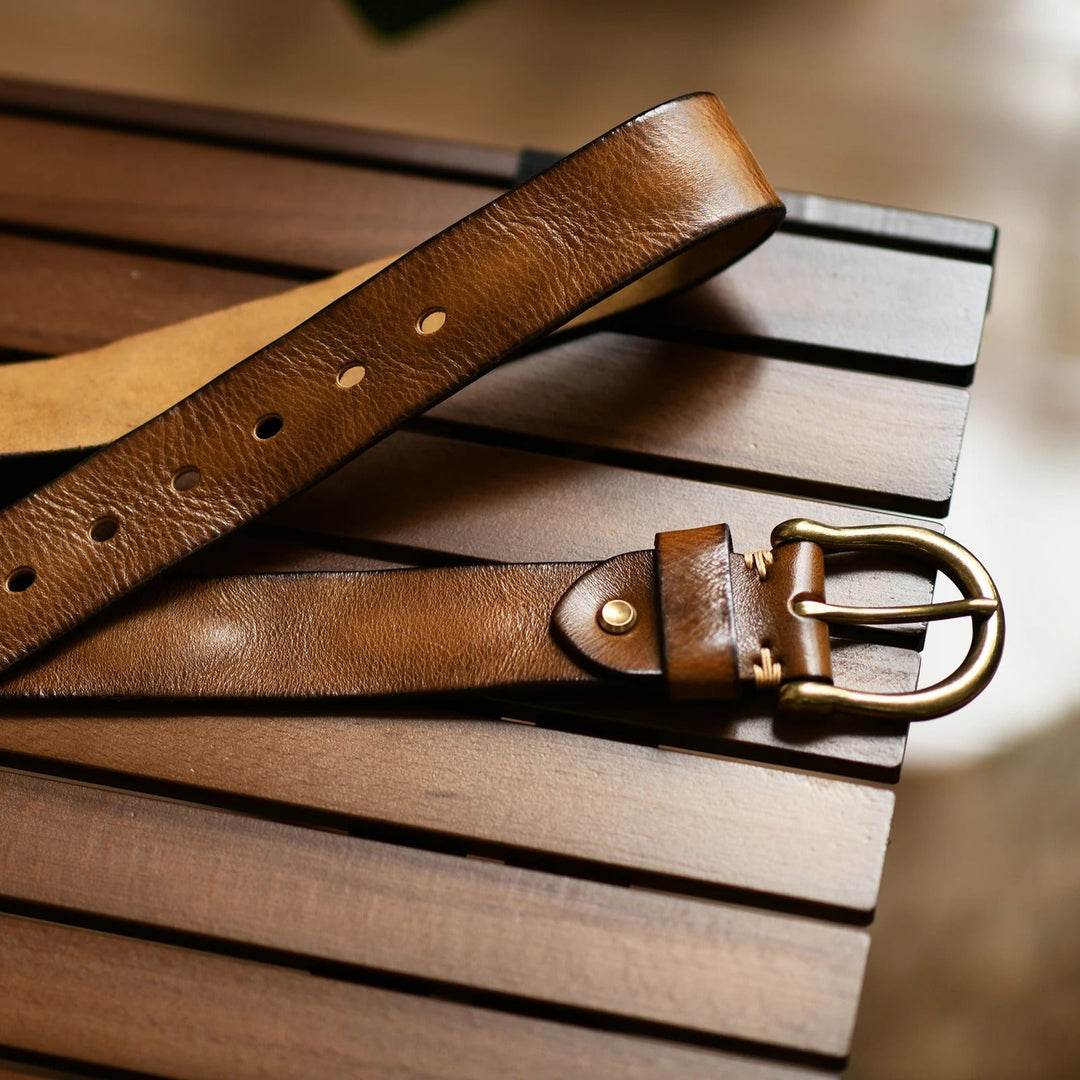 Men's 100% Cowhide Leather Belt | Durable Buckle