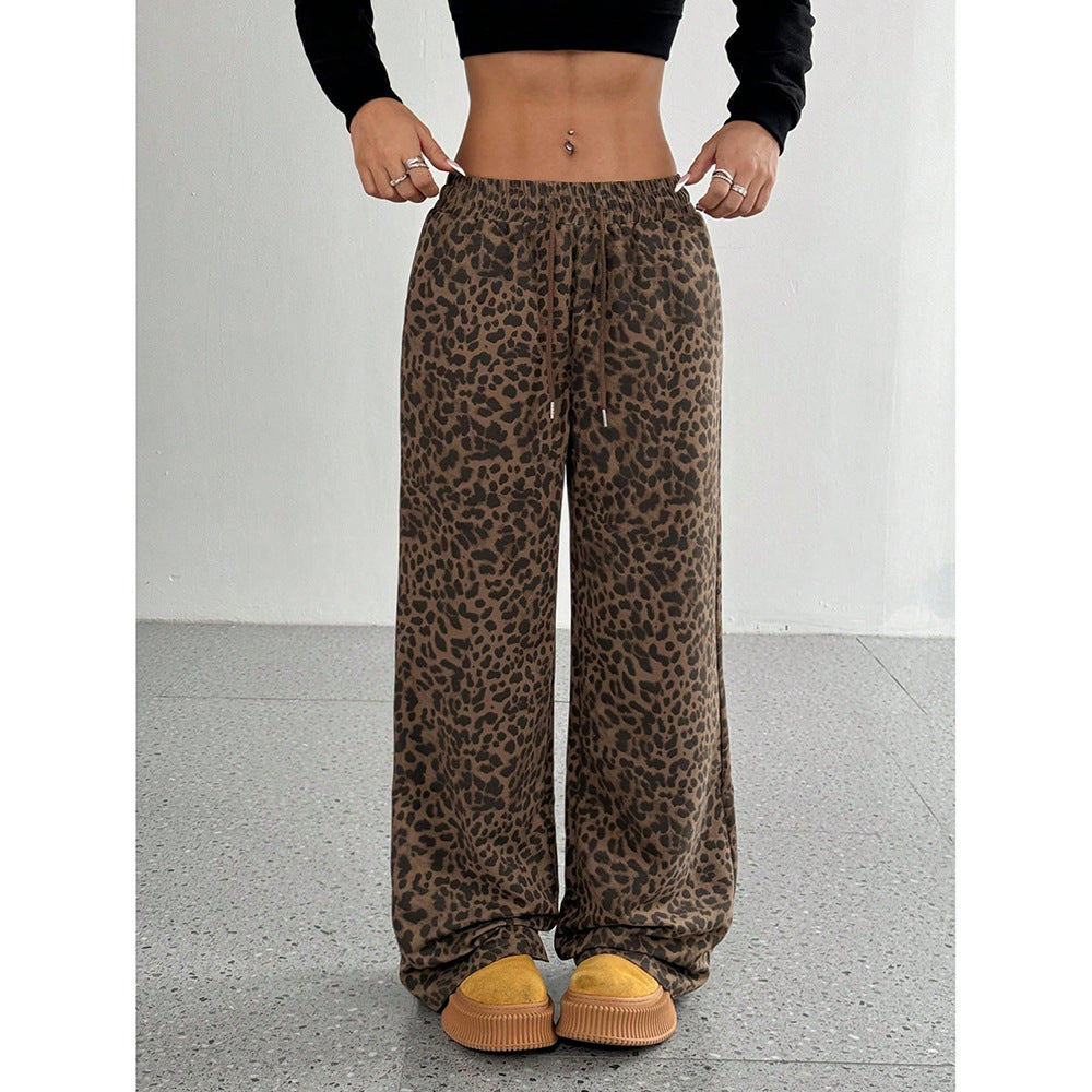 Leopard Print Floral Print Casual Jumpsuit Wide Leg Loose-HighTouch