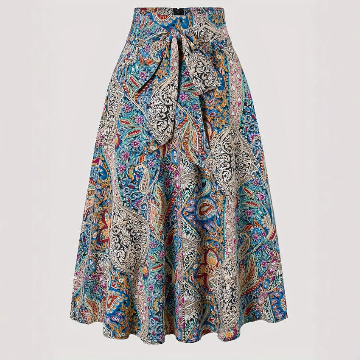 Bohemian Linen Floral Print Dress For Women-HighTouch