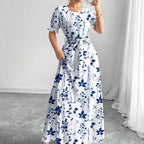 Summer Fashion Short-Sleeve Printed Dress-HighTouch