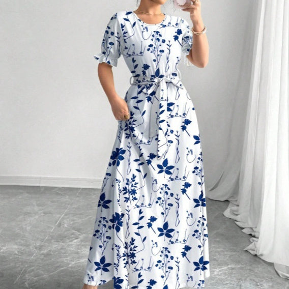 Summer Fashion Short-Sleeve Printed Dress-HighTouch