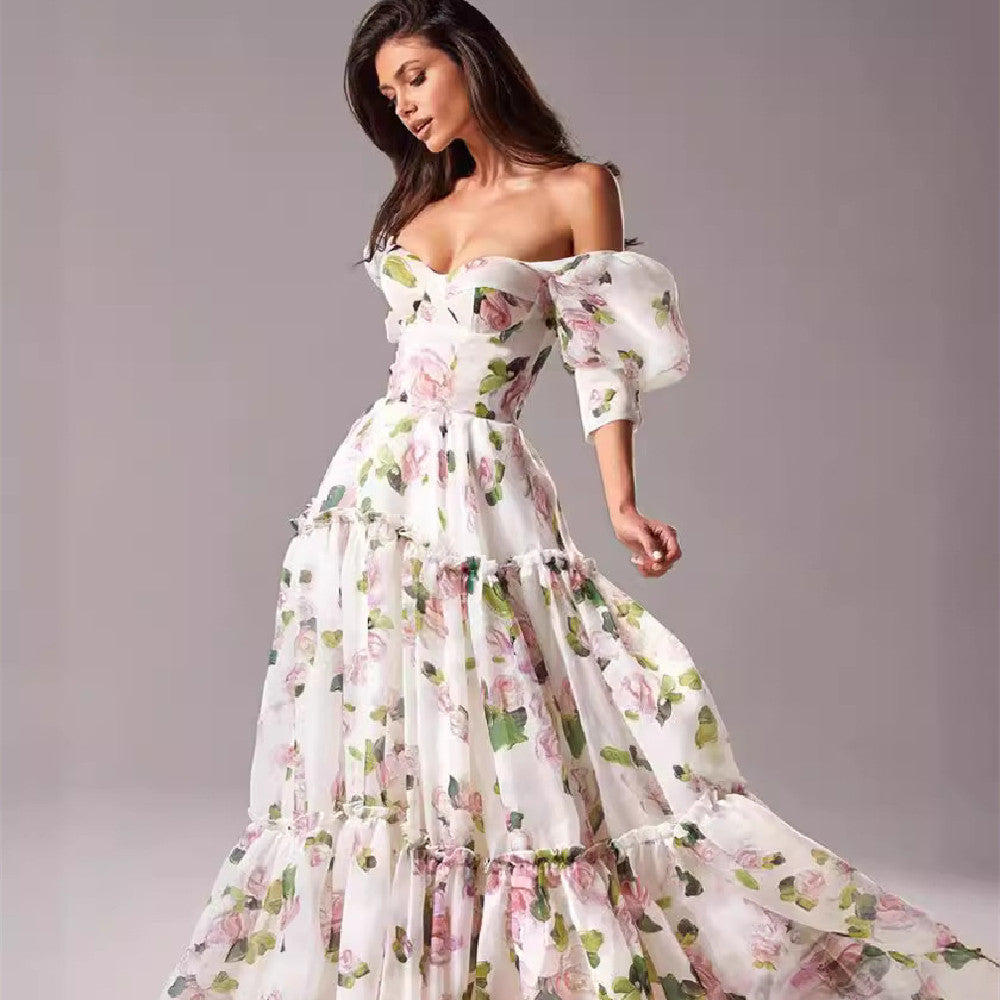 Women's Fashion Temperament Night Dew Shoulder Dress-HighTouch