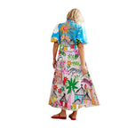 Linen Personality Printed Shirt-Collar Cardigan Dress-HighTouch