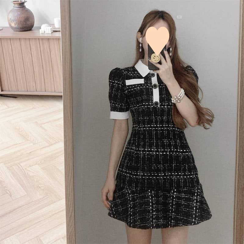 Women’s Plaid Long Dress – Elegant Casual Style-HighTouch
