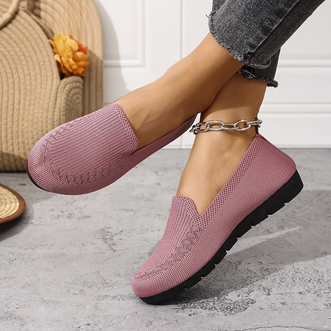 Women's Knitted Loafers Slip On Walking Shoes