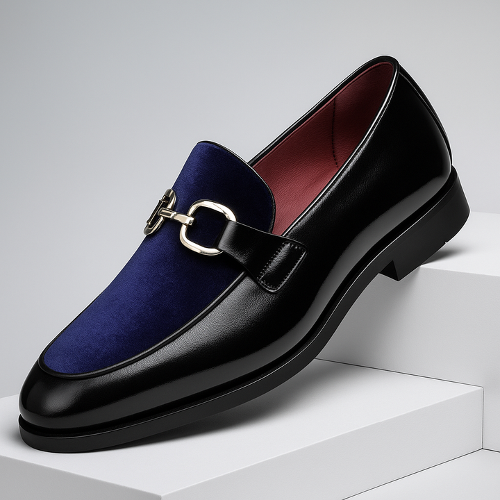 Men’s Velvet Patent Loafers with Metal Bit