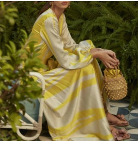 Women's printed lantern sleeve maxi skirt-HighTouch