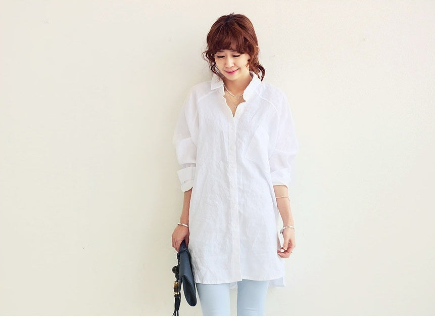 Cotton & Linen Dress Shirt | Long Sleeve Cotton Blend-HighTouch