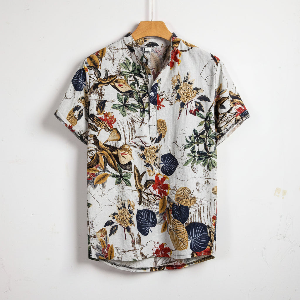 Slim shirt men contrast color printing shirt men-HighTouch