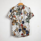 Slim shirt men contrast color printing shirt men-HighTouch