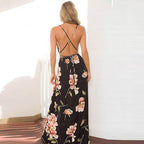 Women's Sleeveless Printed Halter Maxi Skirt-HighTouch