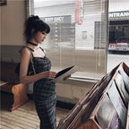 Women's High-Waist Sleeveless Long Skirt – Black Grey Straight Collar Maxi Skirt-HighTouch