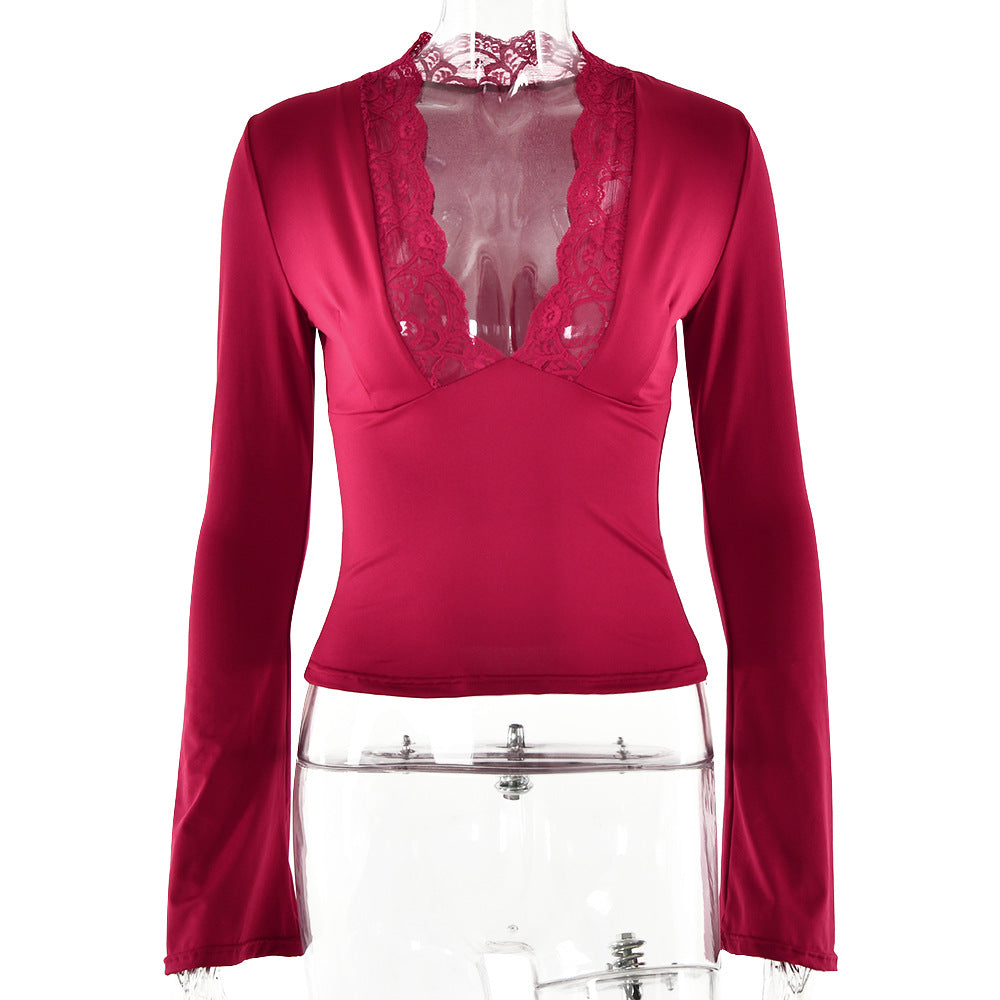 Bottoming Shirt – Long Sleeve Slim Fit V-Neck-HighTouch