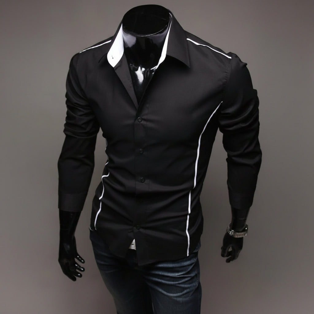 Men Shirt Fashion Cotton Slim Men Shirt Long Sleeve High Quality Casual Black White Gray Men Shirt For Men-HighTouch