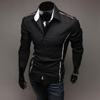 Men Shirt Fashion Cotton Slim Men Shirt Long Sleeve High Quality Casual Black White Gray Men Shirt For Men-HighTouch