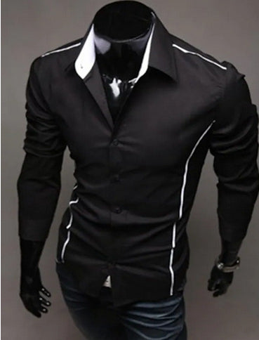 Men Shirt Fashion Cotton Slim Men Shirt Long Sleeve High Quality Casual Black White Gray Men Shirt For Men-HighTouch