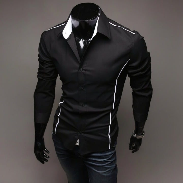Men Shirt Fashion Cotton Slim Men Shirt Long Sleeve High Quality Casual Black White Gray Men Shirt For Men-HighTouch