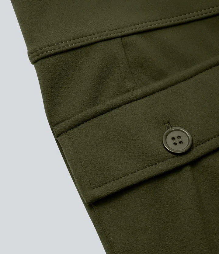 Cargo Pants Women High Waisted Flare Leg Flap Pocket Trousers