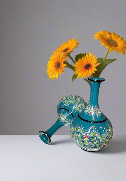 Glazed Blue Beaker Vase - HighTouch 