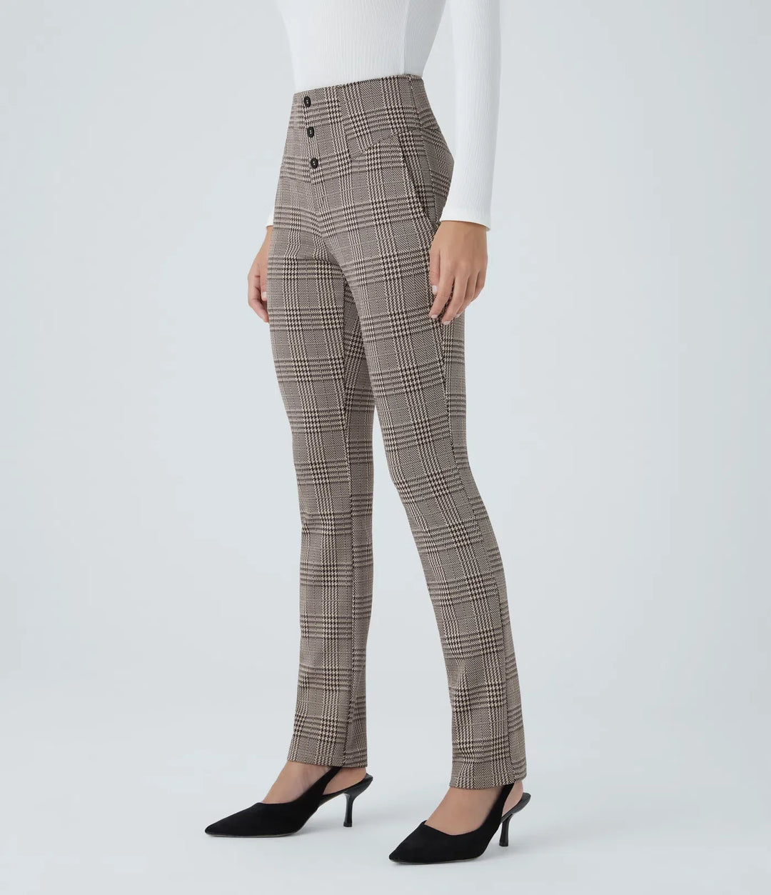 Halara Flex High Waisted Houndstooth Plaid Skinny Work Pants with Pockets