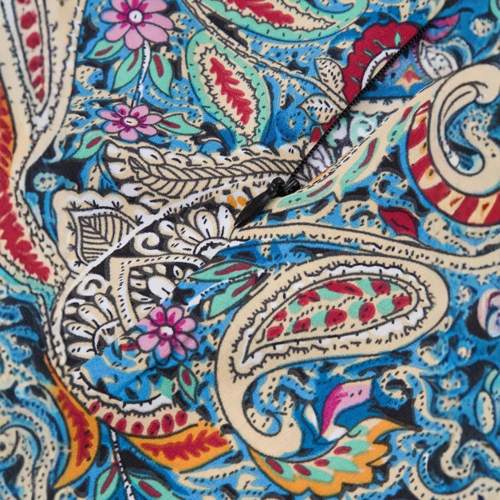 Bohemian Linen Floral Print Dress For Women-HighTouch