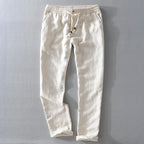 Men’s Linen Pants Casual Loose Fit Summer Lightweight Trousers-HighTouch