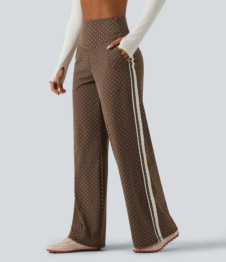 Yoga Pants Women High Waisted Polka Dot Wide Leg Tummy Control