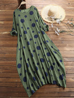 Printed Cotton & Linen Dress – Breathable Natural Fiber Dress-HighTouch